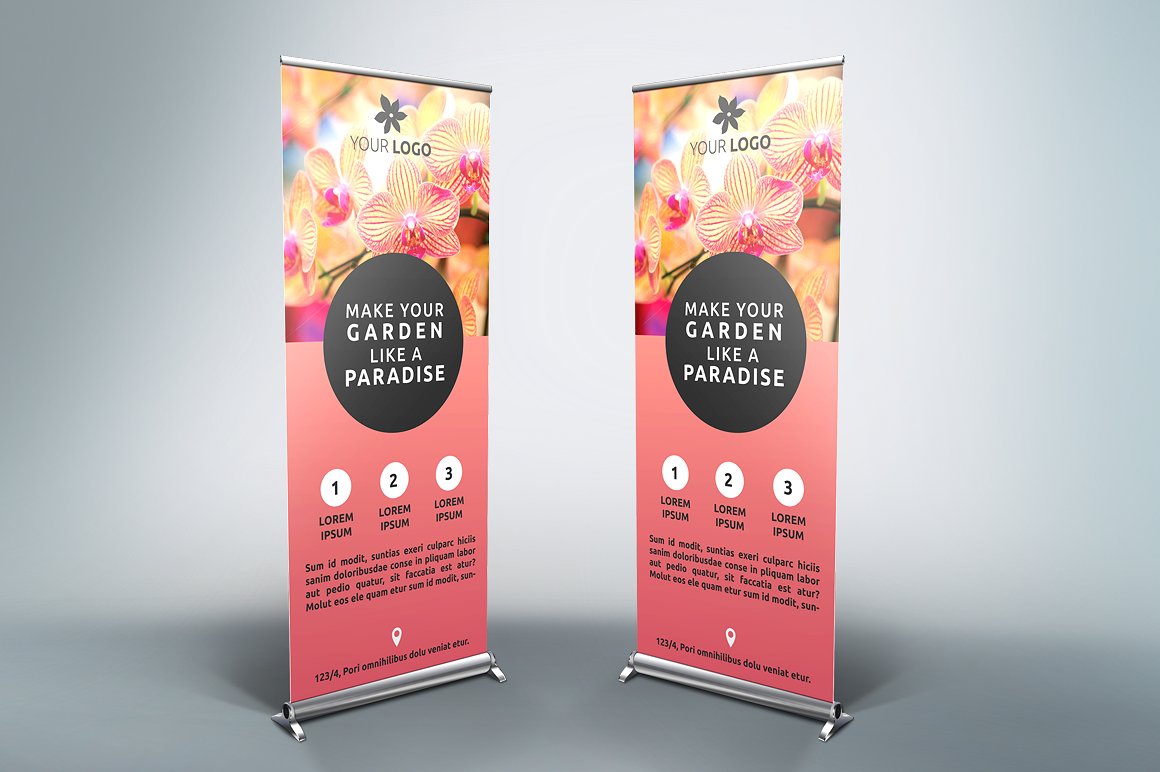 Grey Back Roll Up Banner Fabric